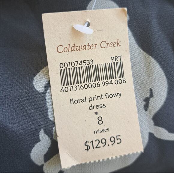 NWT Coldwater Creek Floral Print Flowy Maxi Dress Size 8 in Gray - Picture 6 of 8
